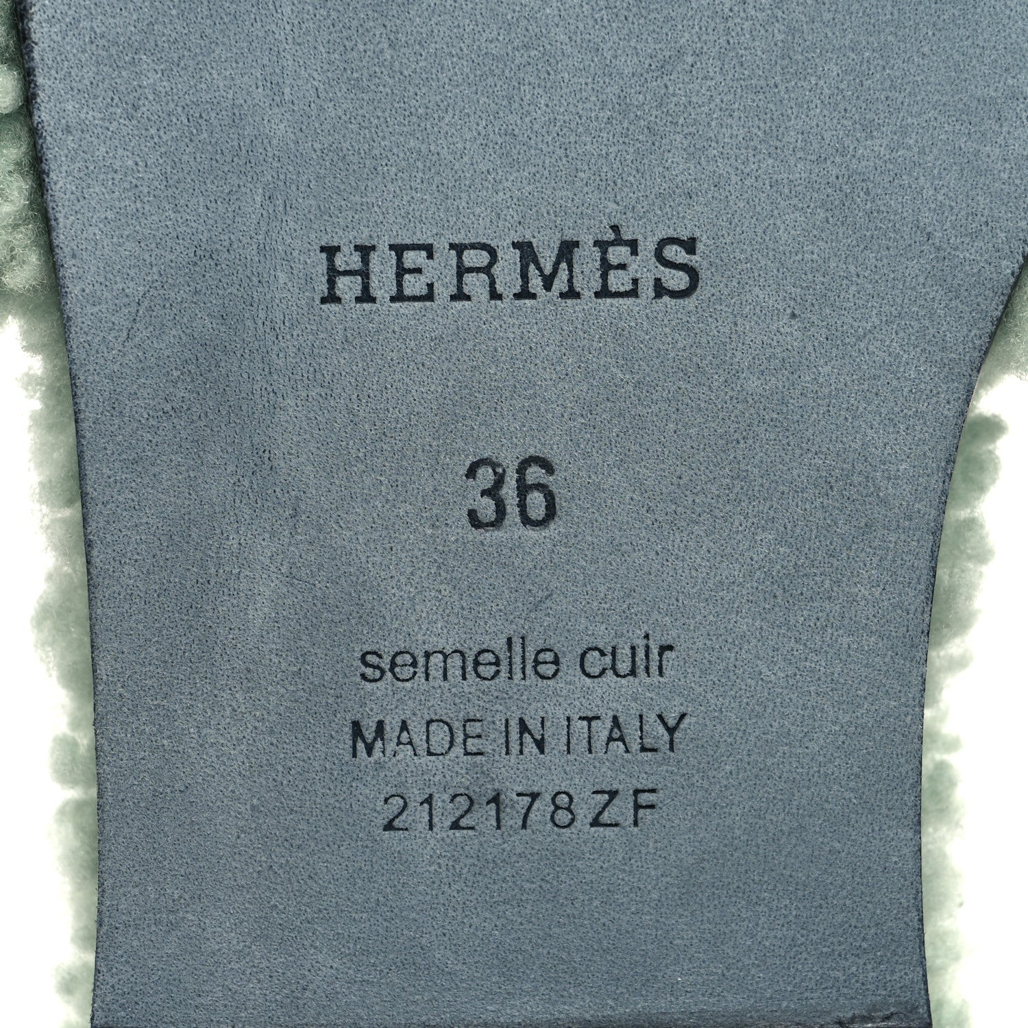 Hermes Woolskin Oran Sandals 36 Vert D’Eau 6 of 8