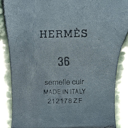Hermes Woolskin Oran Sandals 36 Vert D’Eau 6 of 8
