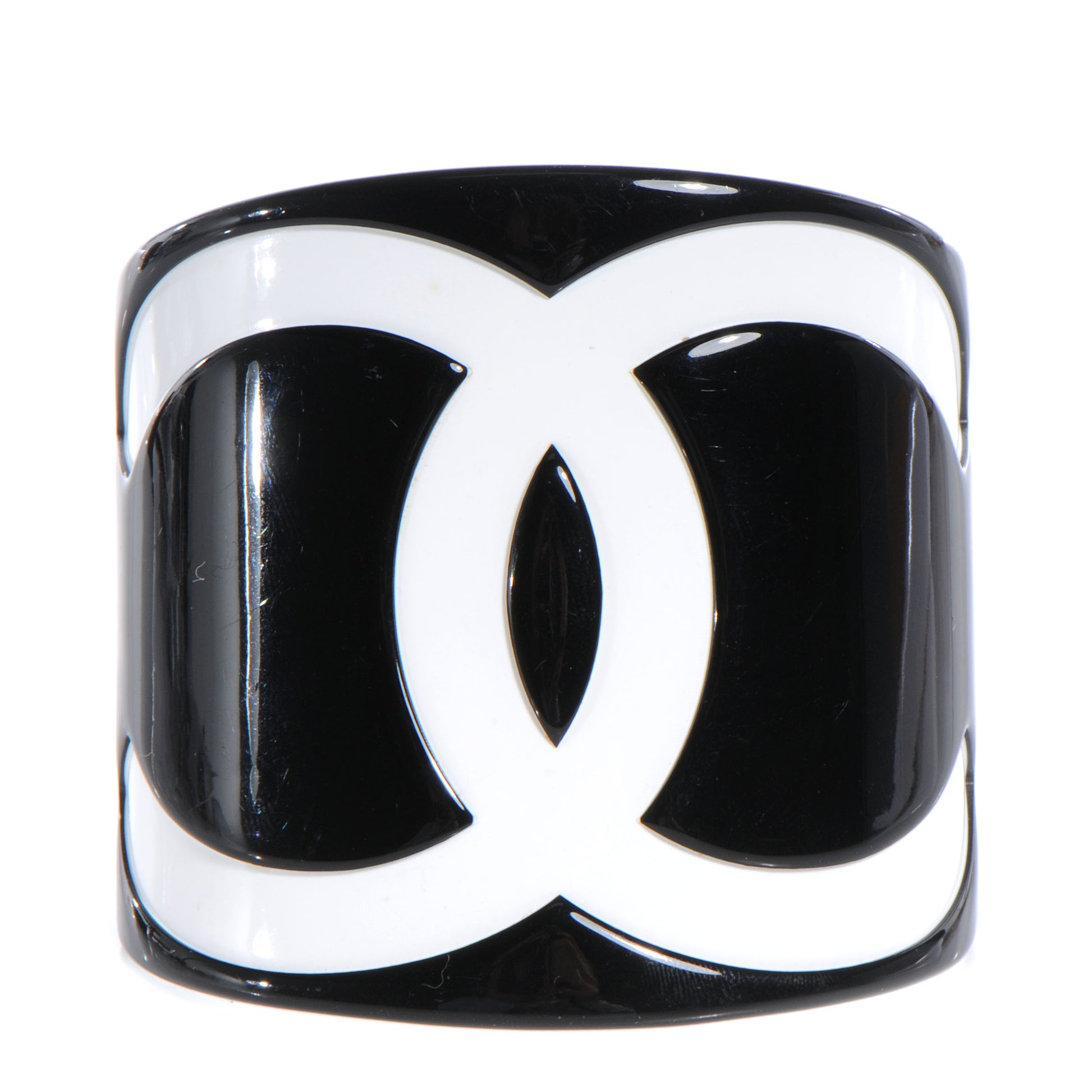 Chanel Resin CC Cuff Black White 1 of 4