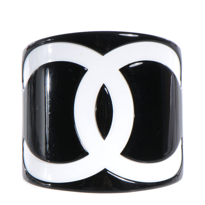 Chanel Resin CC Cuff Black White 1 of 4