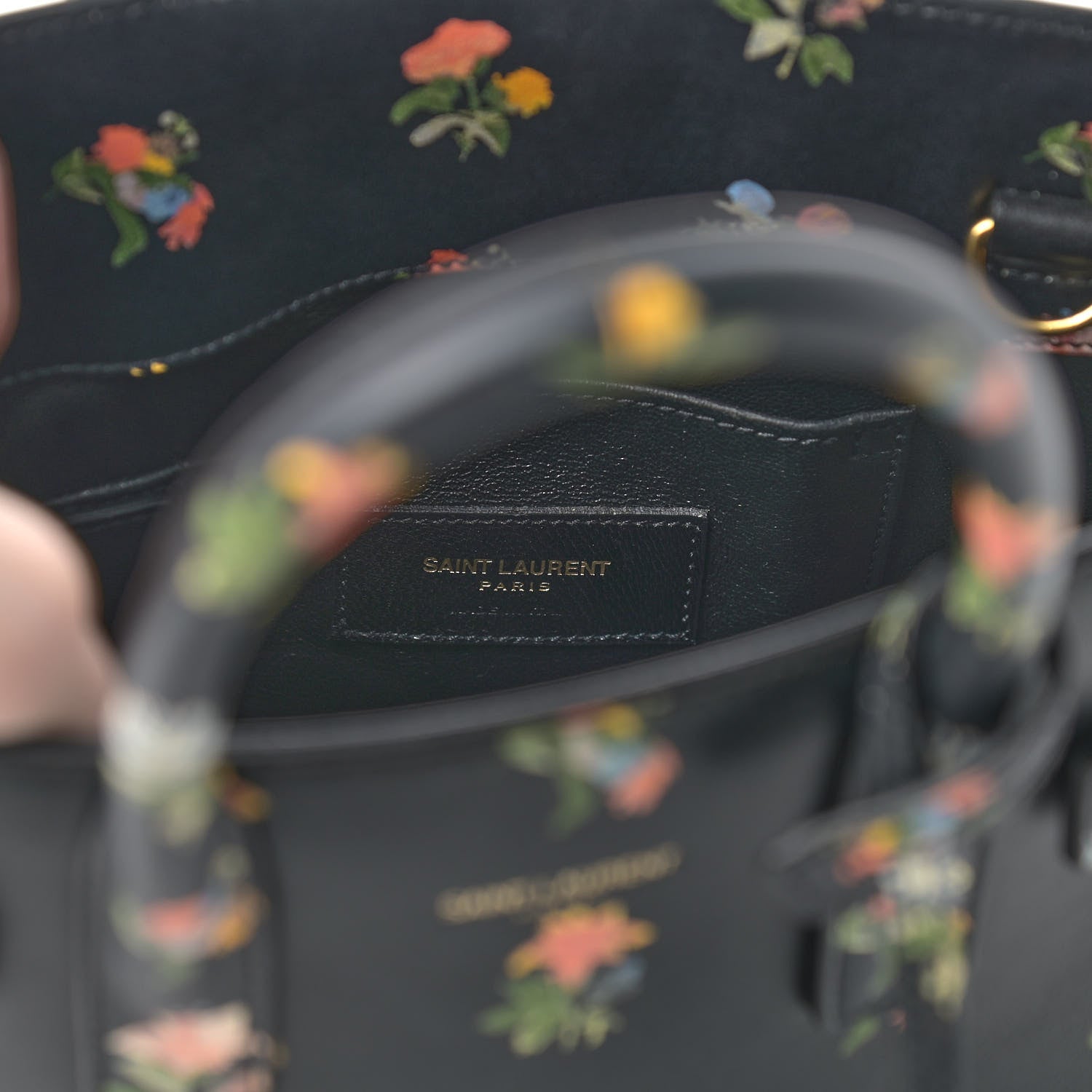 Saint Laurent Calfskin Prairie Printed Nano Sac De Jour Black 6 of 14