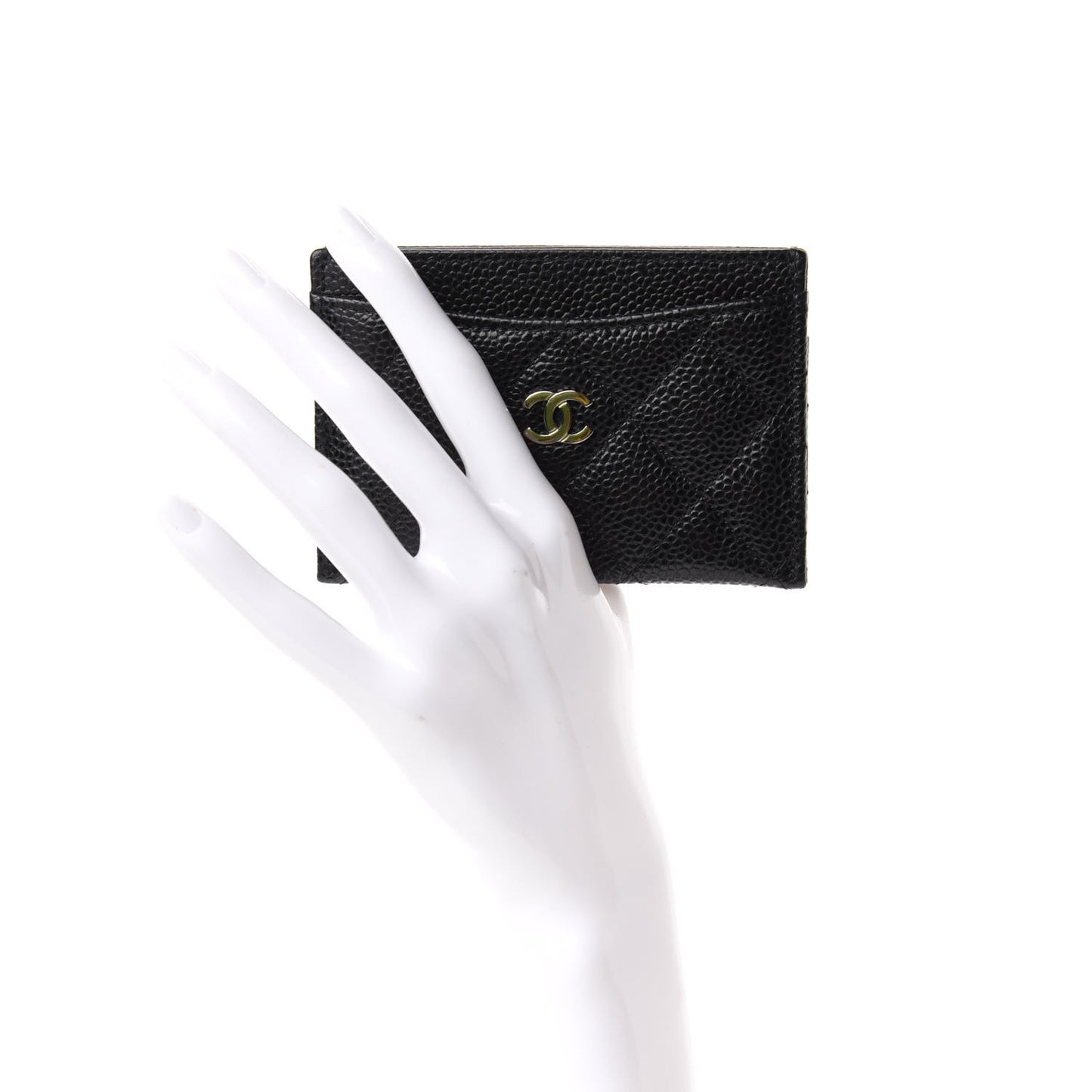 Caviar Quilted Card Holder Black