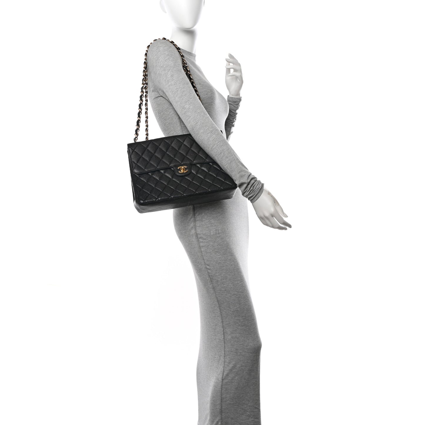 Caviar Quilted Jumbo Single Flap Black