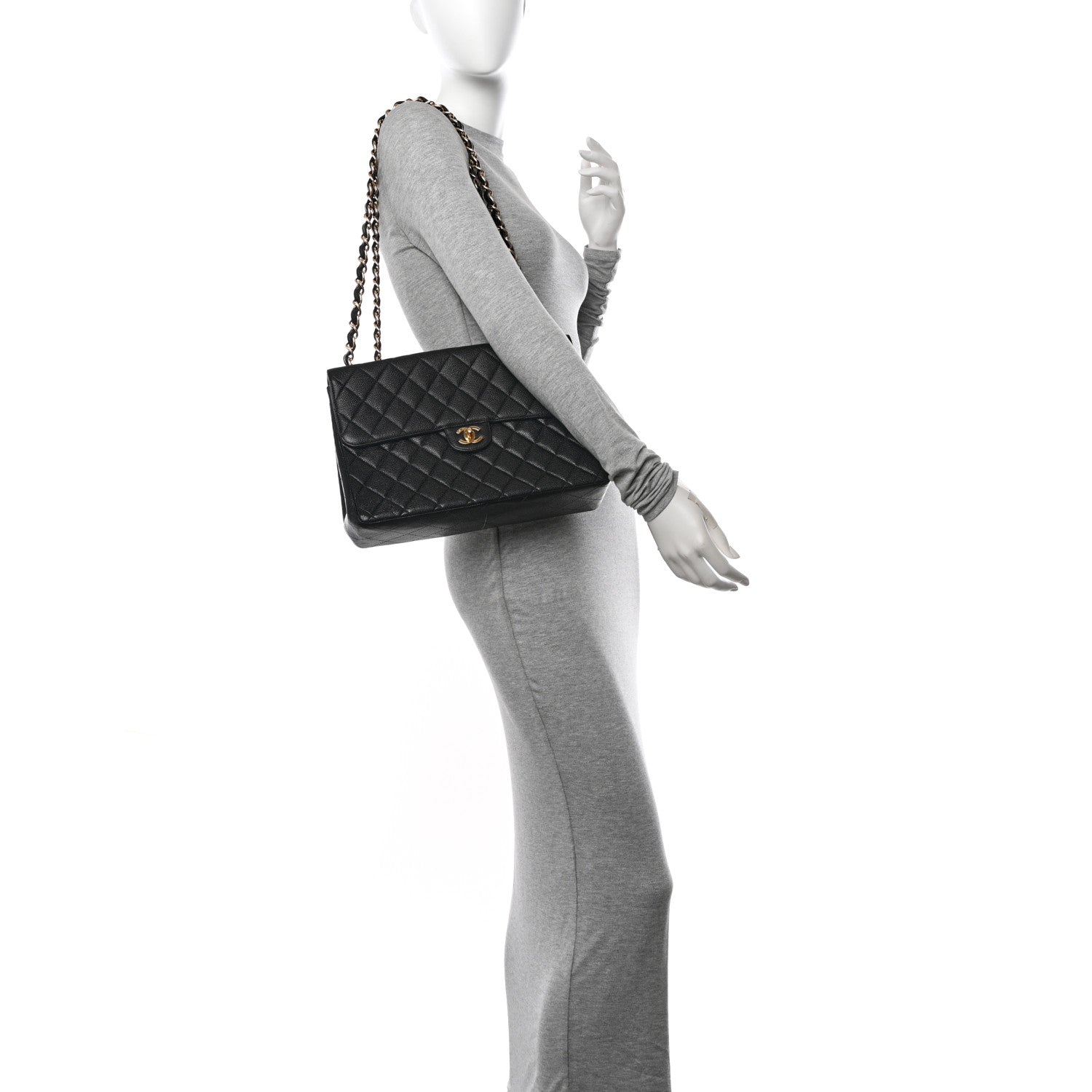 Chanel Caviar Quilted Jumbo Single Flap Black 2 of 10