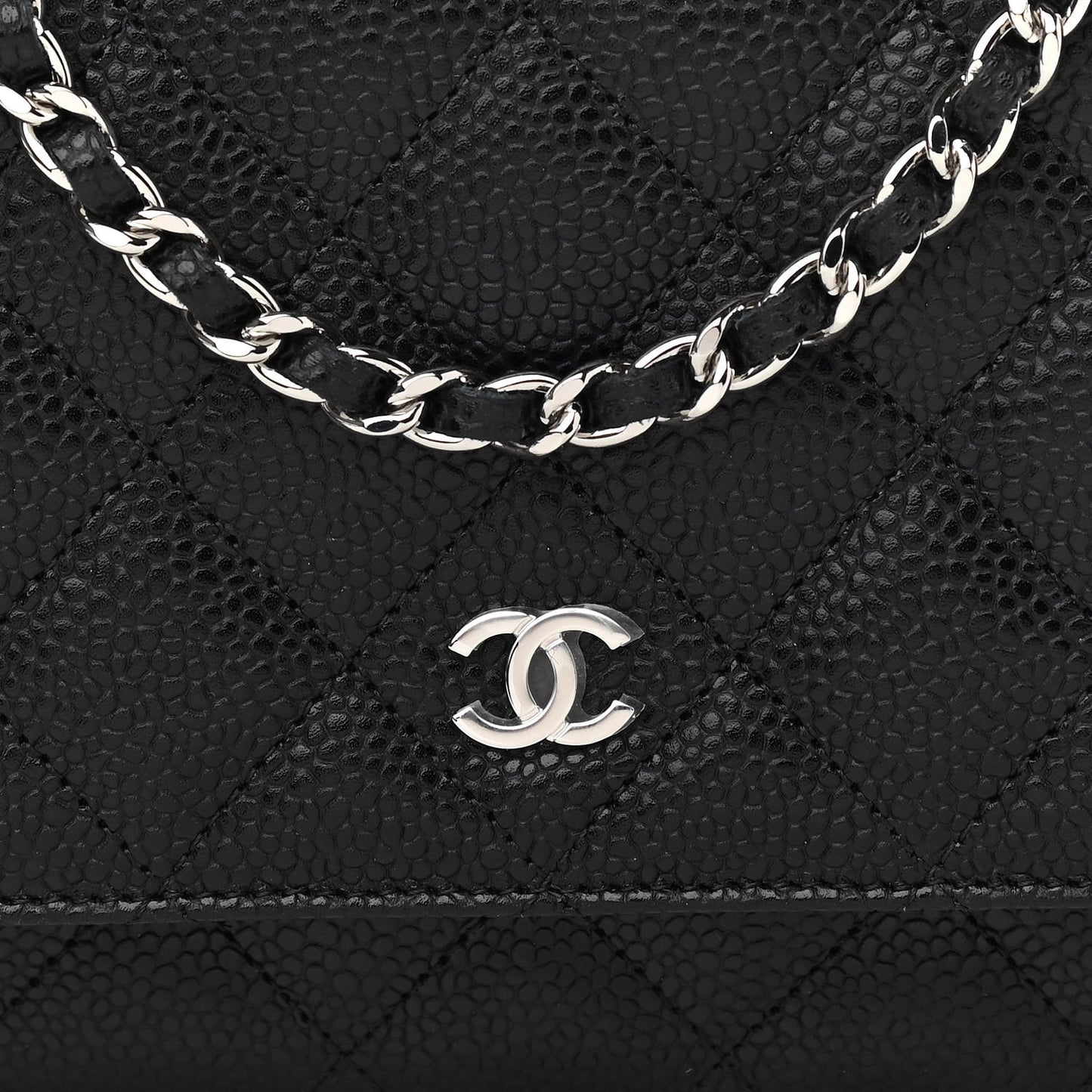 Caviar Quilted Wallet On Chain WOC Black