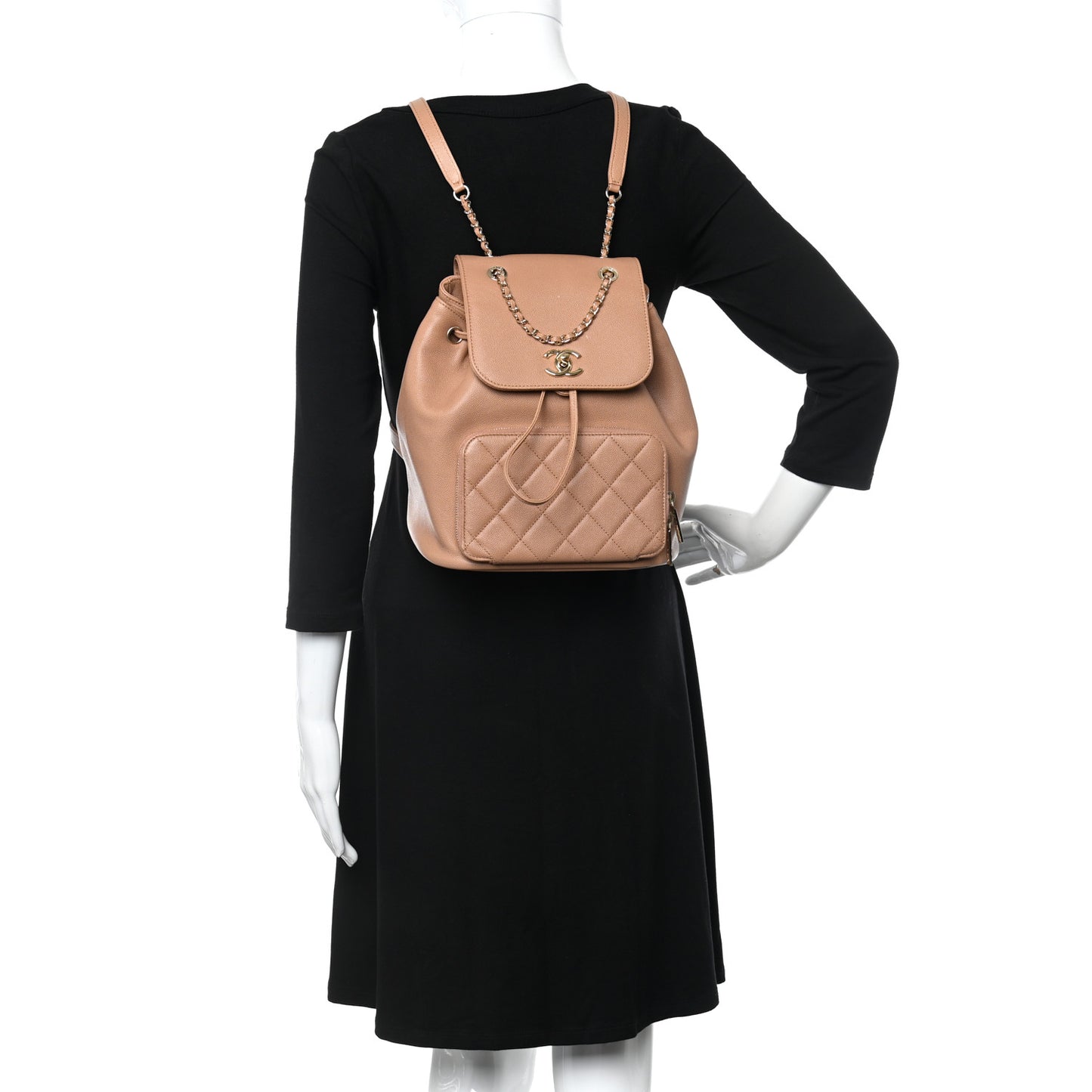 Caviar Quilted Business Affinity Backpack Beige