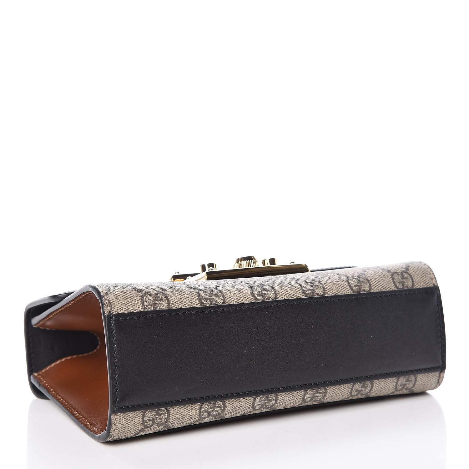 Gucci GG Supreme Monogram Calfskin Small Padlock Shoulder Bag Beige Black Cuir 2 of 9