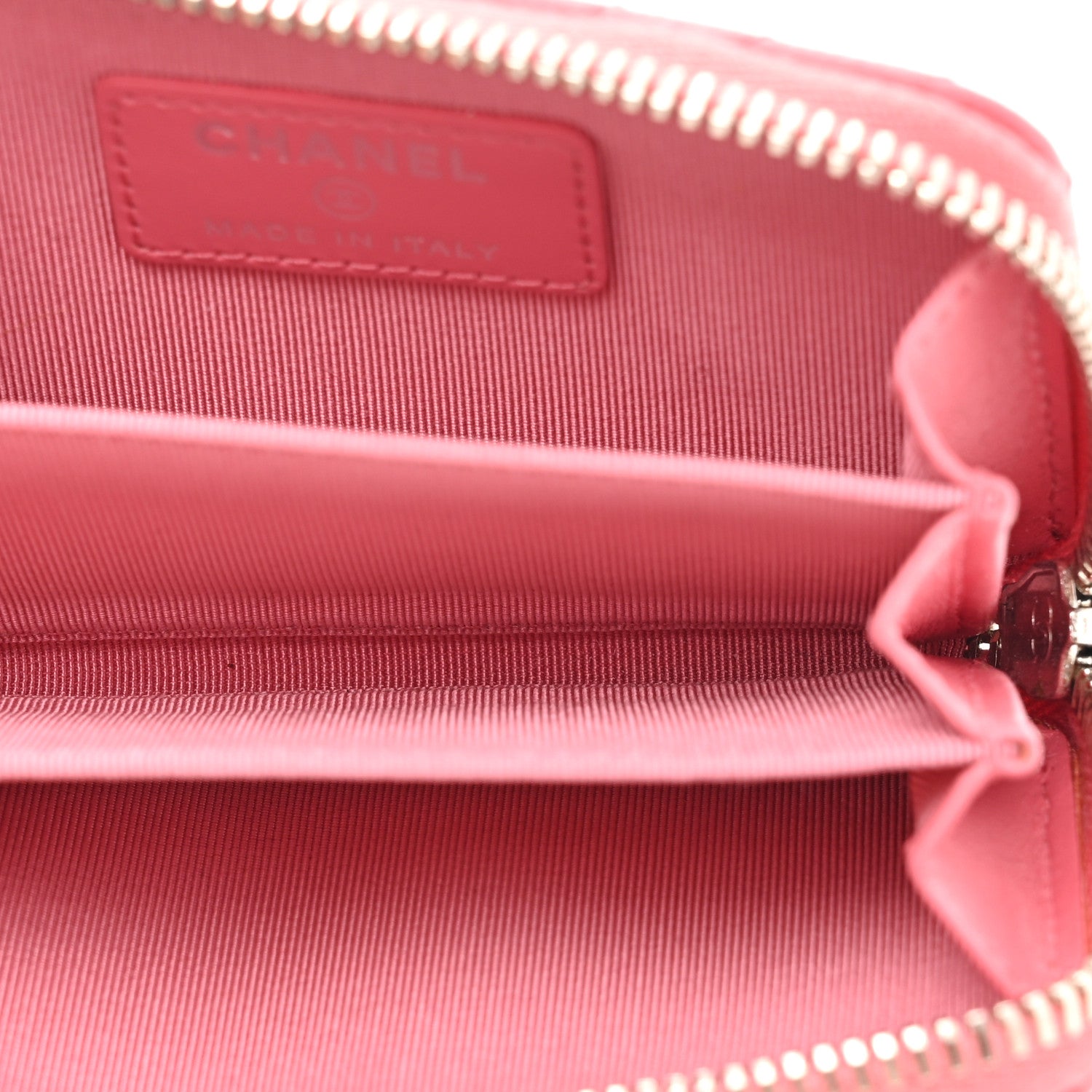 Chanel Caviar Chevron Quilted Zip Coin Purse Pink 5 of 8