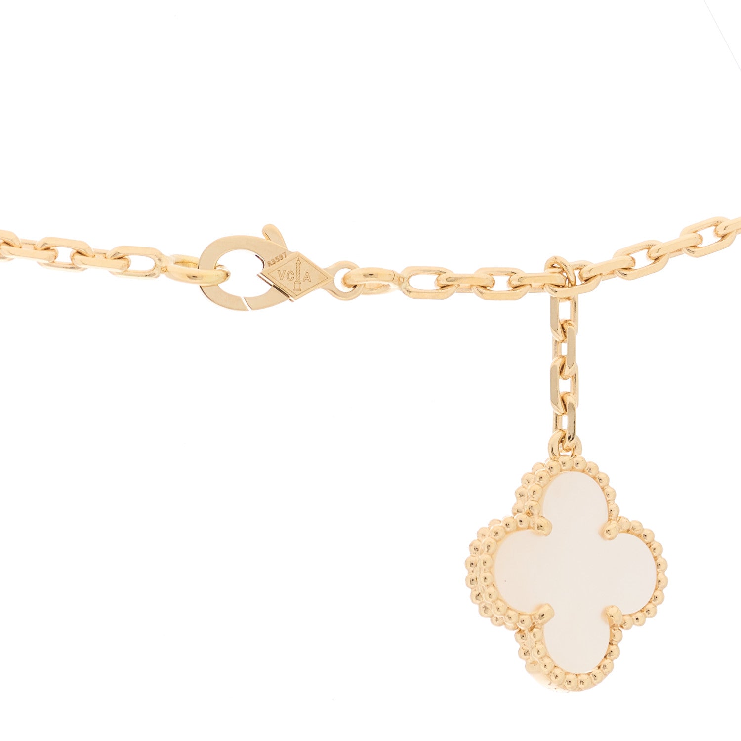 Van Cleef & Arpels 18K Yellow Gold Mother of Pearl Onyx 6 Motifs Magic Alhambra Necklace 5 of 6