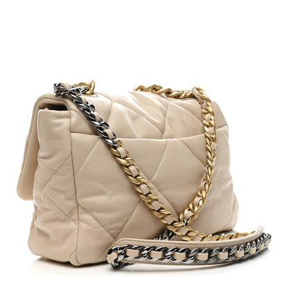 Chanel Goatskin Quilted Large Chanel 19 Flap Beige 3 of 14