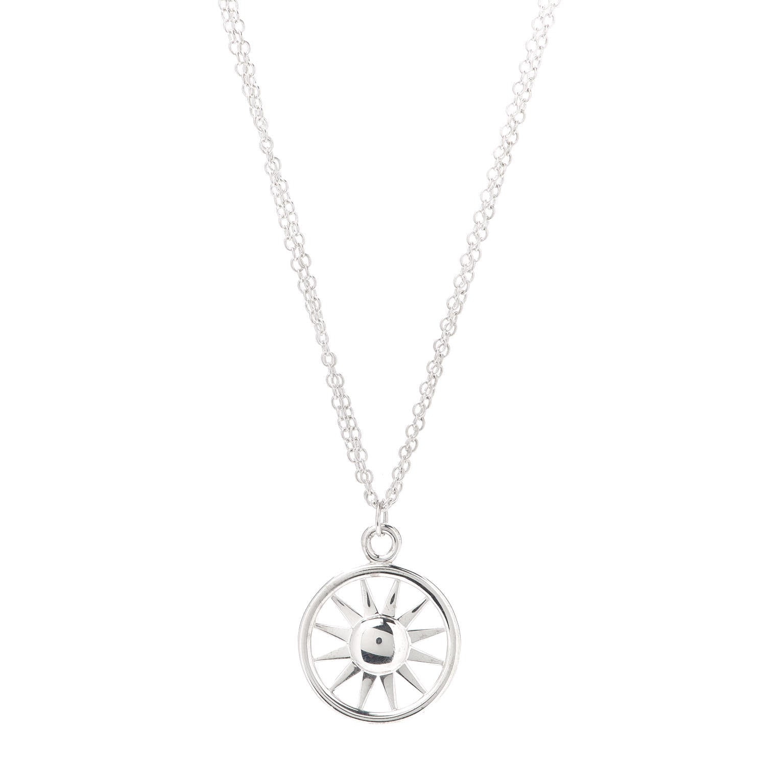 Tiffany Sterling Silver Sun Pendant Necklace 1 of 6
