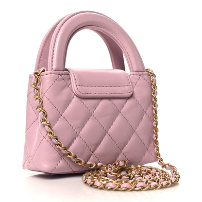Chanel Shiny Aged Calfskin Quilted Mini Nano Kelly Shopper Pink 3 of 11