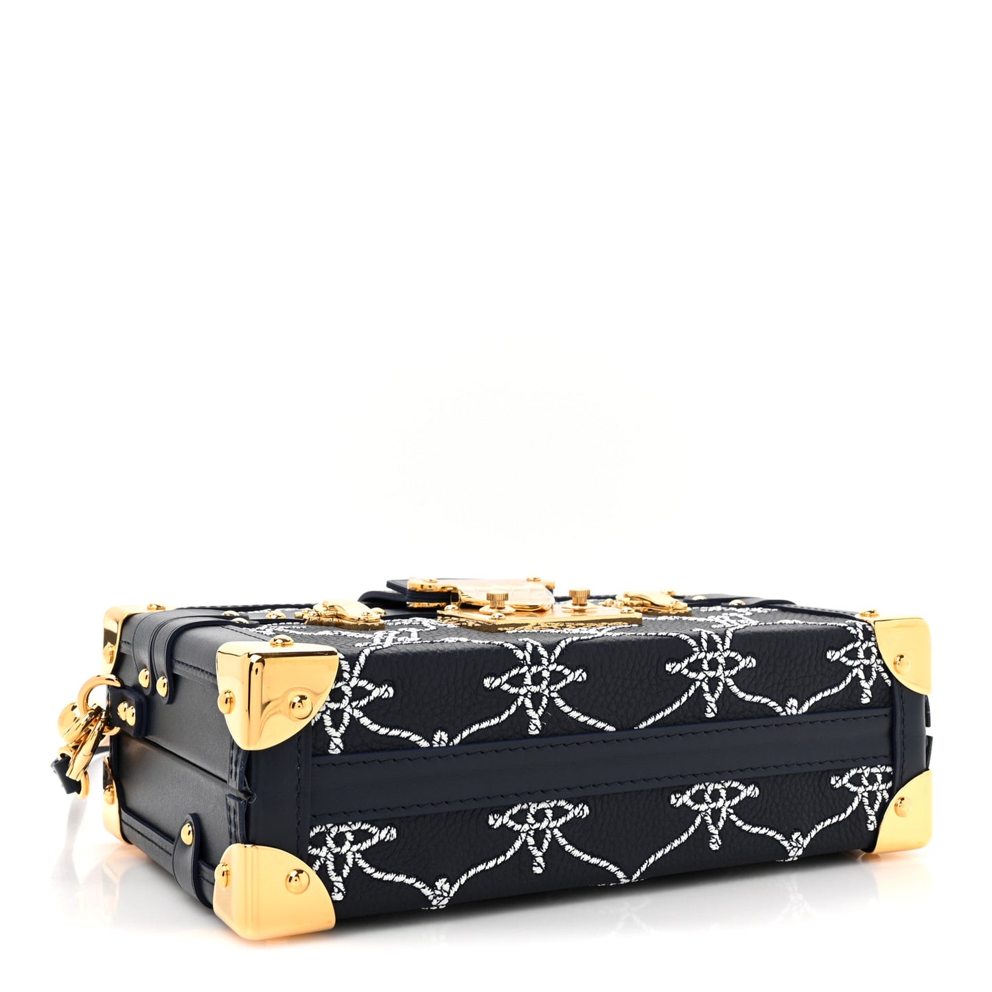 Calfskin Nautical Monogram Petite Malle Navy Blue