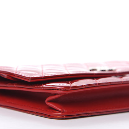 Chanel Patent Quilted Brilliant Wallet On Chain WOC Red 10 of 14