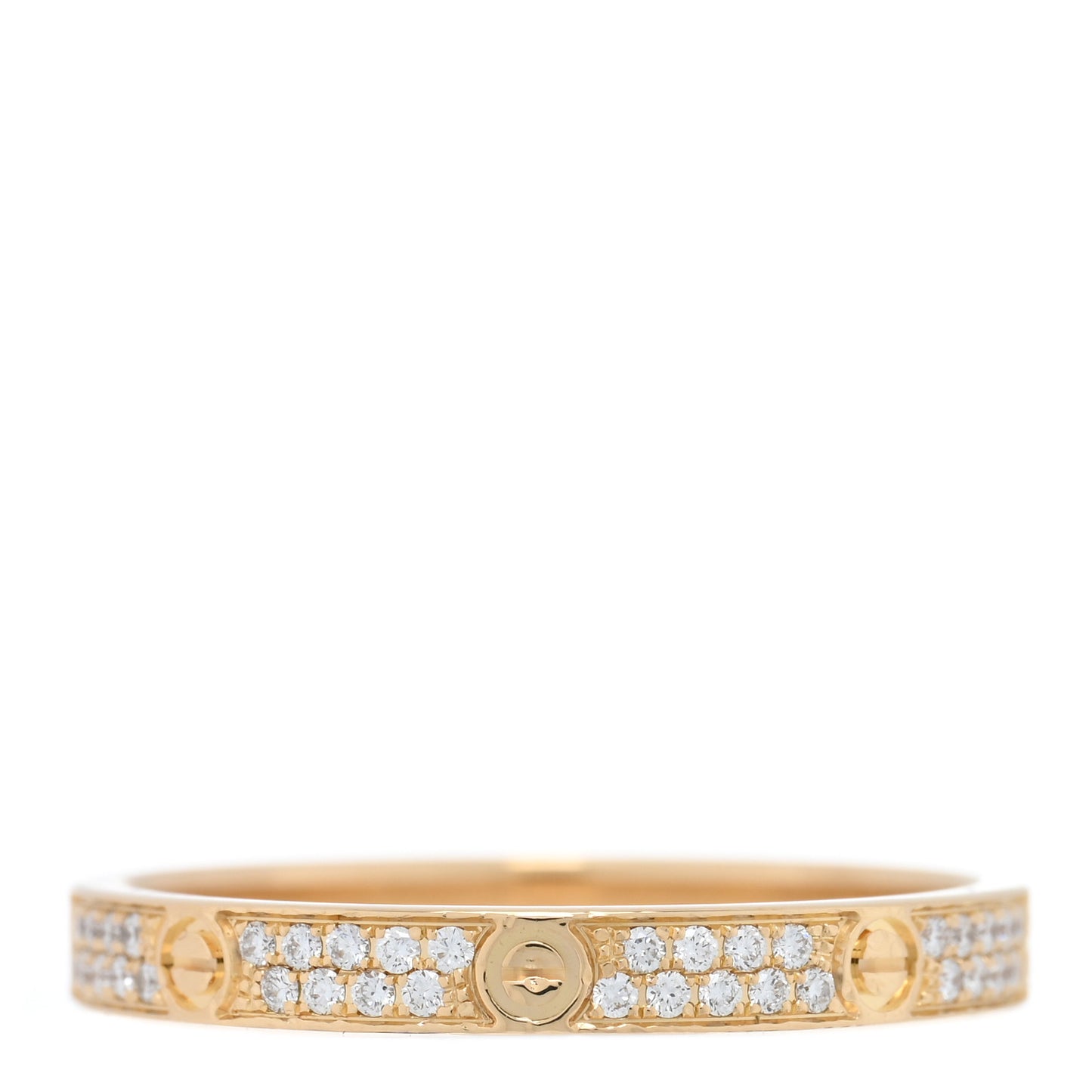 18K Yellow Gold Diamond 2.6mm LOVE Paved Band Ring 55 7.25