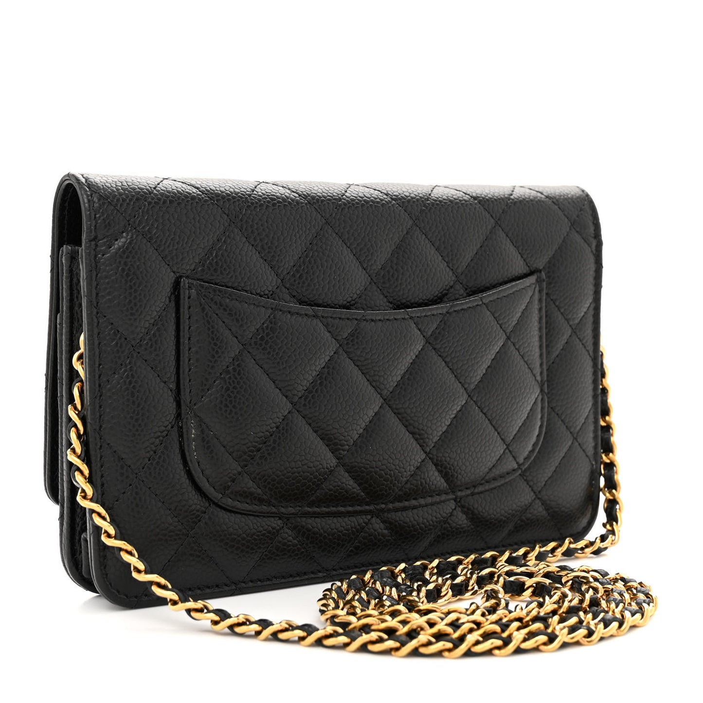 Caviar Quilted Wallet on Chain WOC Black