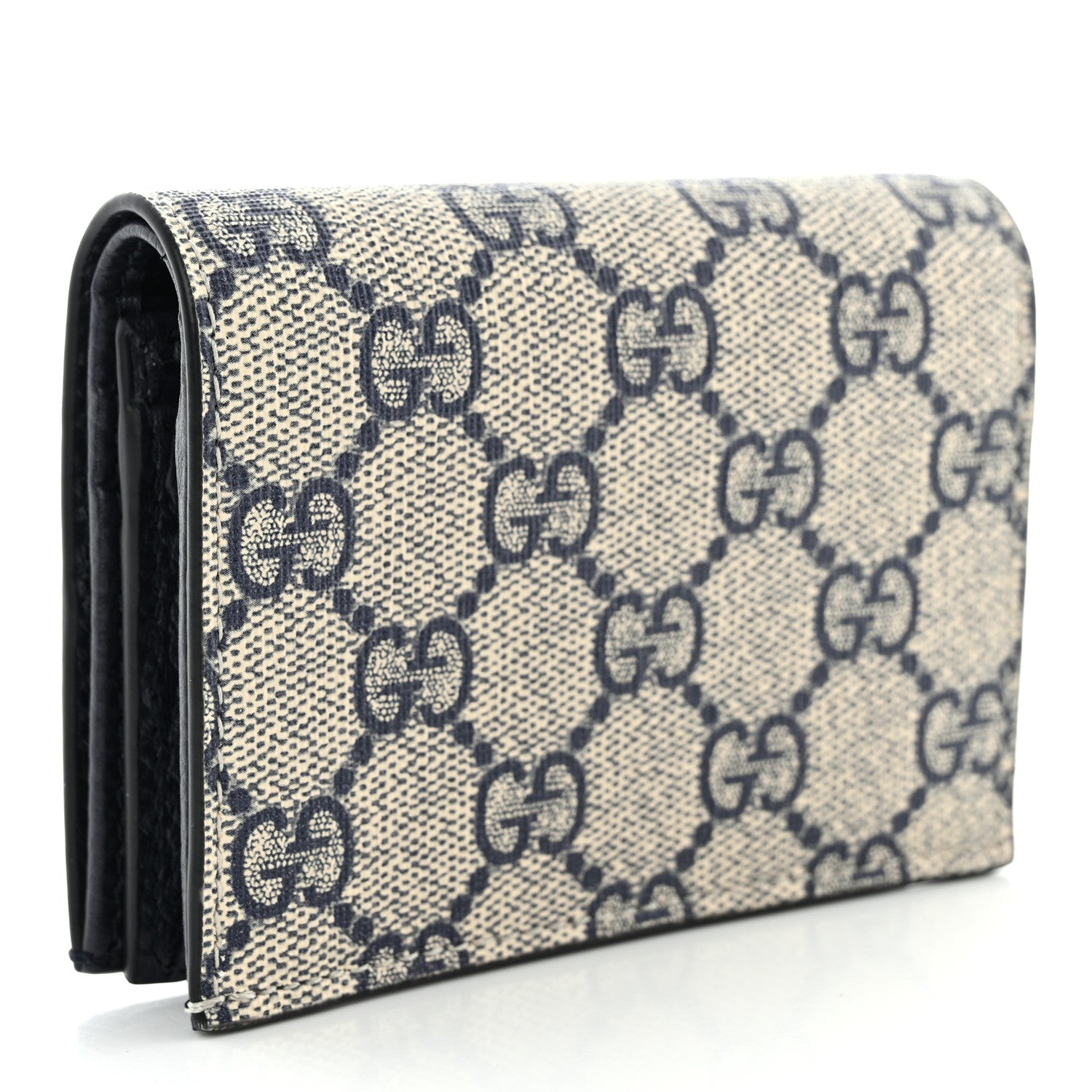 Gucci Dollar Calfskin GG Supreme Monogram GG Marmont Card Case Navy Beige Ebony 3 of 8