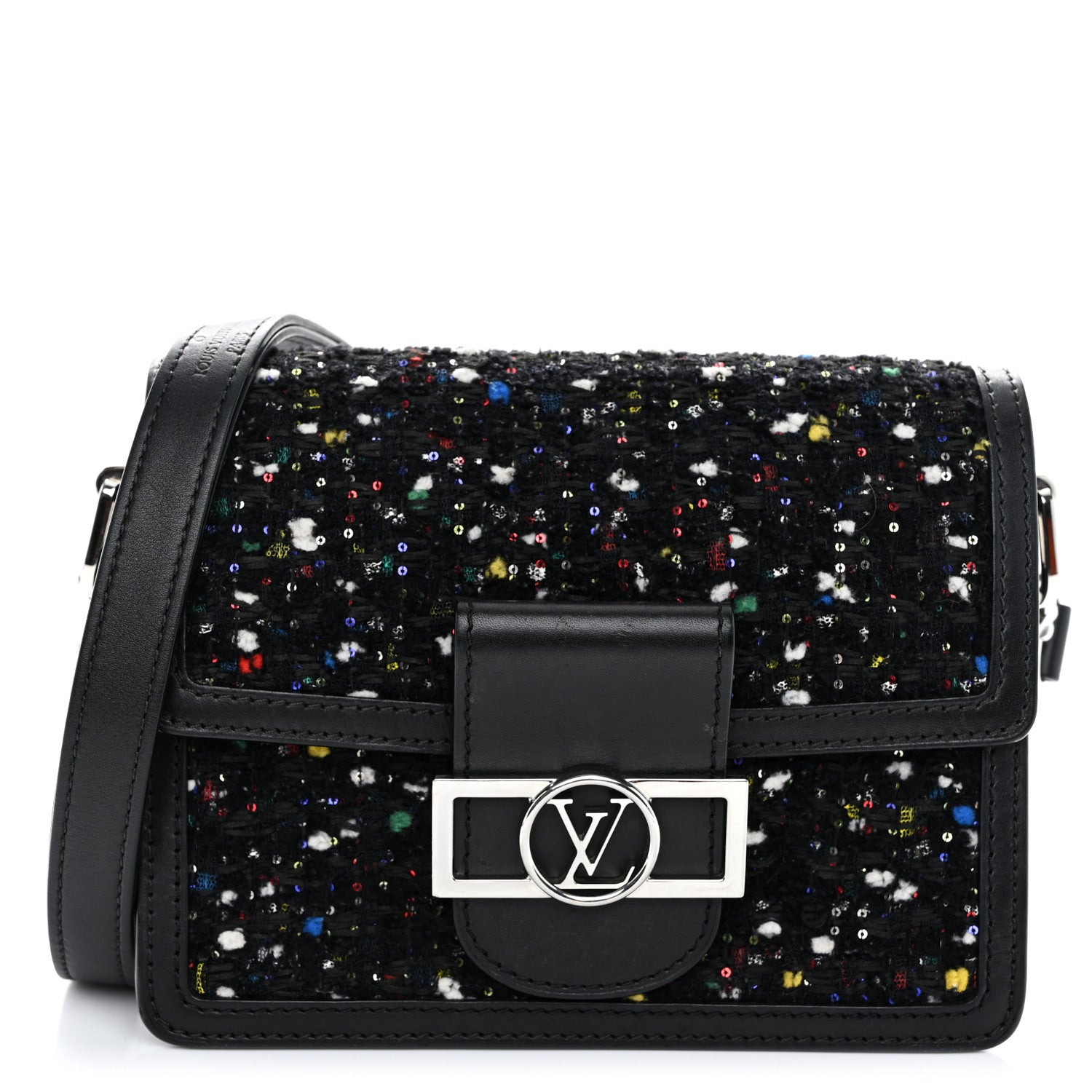 Louis Vuitton Tweed Calfskin Dauphine Mini Black Multicolor 1 of 10
