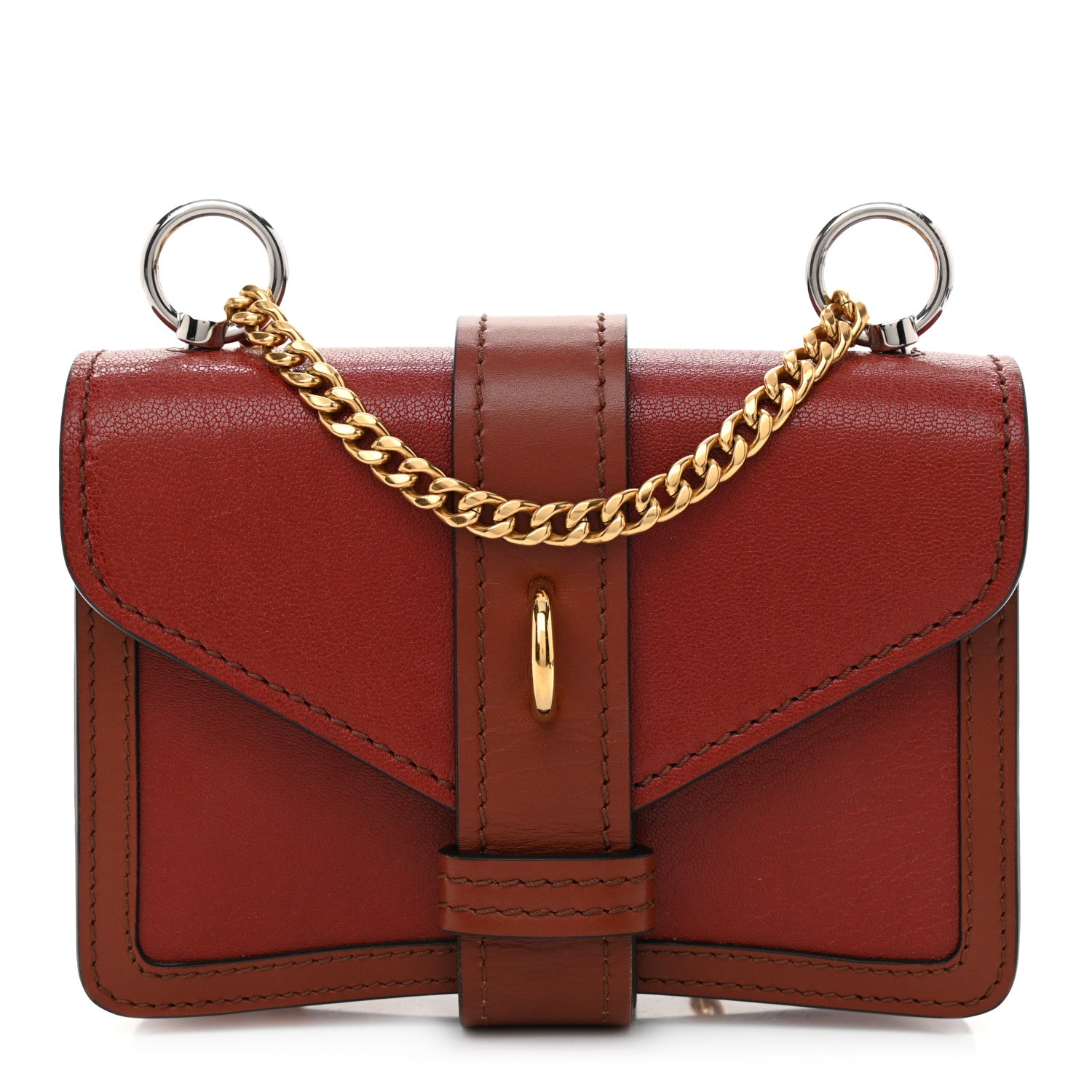 Chloe Shiny Goatskin Calfskin Mini Aby Chain Shoulder Bag Sepia Brown 1 of 8