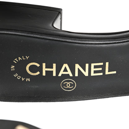 Chanel Lambskin Grosgrain Cap Toe Logo Ankle Strap Pumps 39 Black 7 of 9