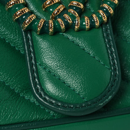Gucci Azalea Calfskin Enamel Matelasse Diagonal Small Torchon GG Marmont Shoulder Bag New Shamarock Emerald 15 of 15