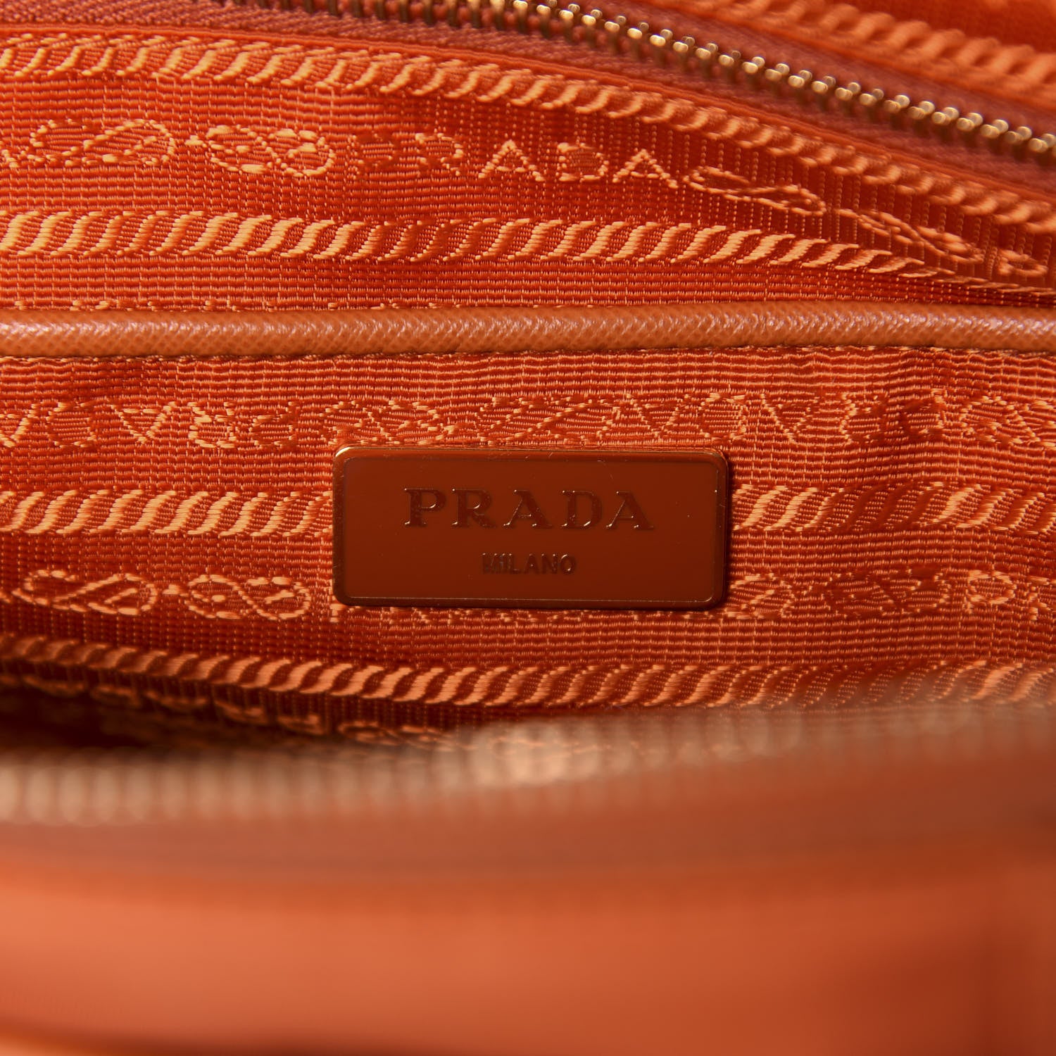 Prada Tessuto Nylon Saffiano Tote Papaya 10 of 12