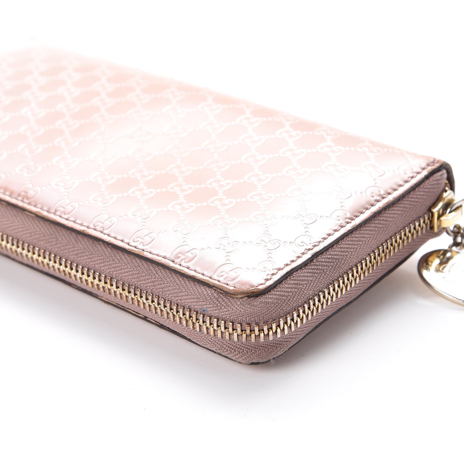 Gucci Metallic Microguccissima Zip Around Heart Wallet Pink 10 of 16