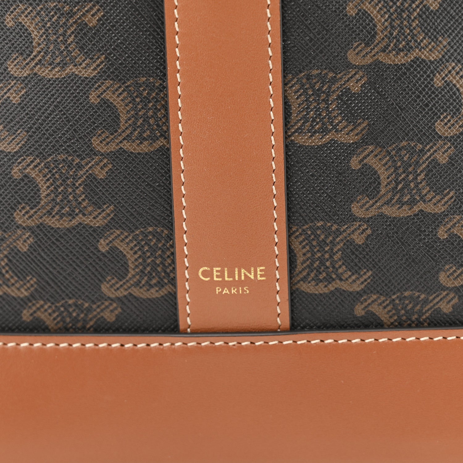 Celine Triomphe Canvas Calfskin Small Bucket Bag Tan 6 of 10