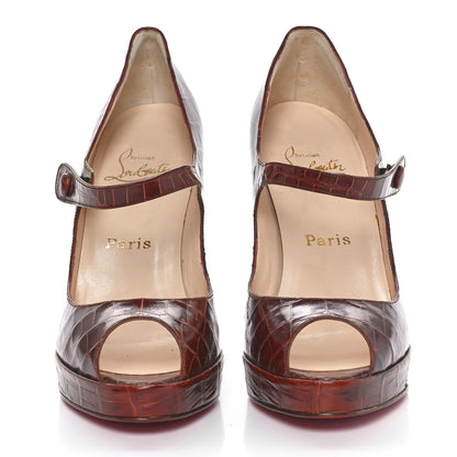 Christian Louboutin Crocodile Embossed Alta Iowa 120 Pumps 39 Brown 3 of 16
