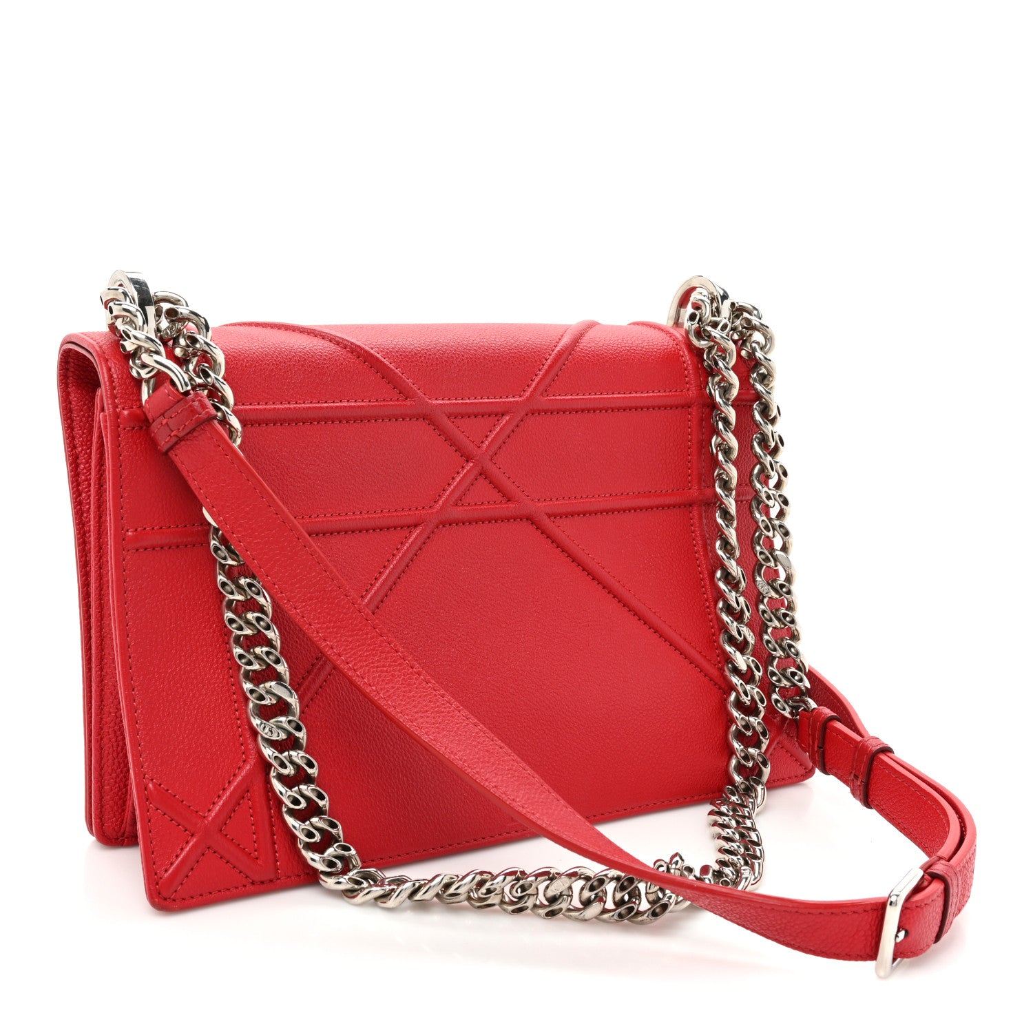 Christian Dior Grained Calfskin Medium Diorama Flap Bag Red 3 of 18