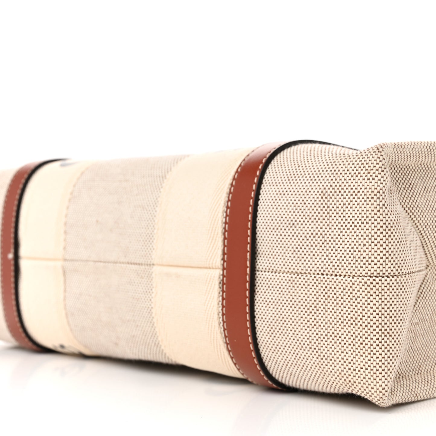 Cotton Calfskin Medium Woody Ribbon Tote White Brown