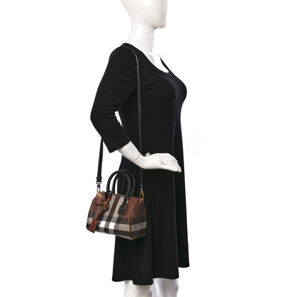 Burberry E-canvas Check Mini Bowling Bag Dark Birch Brown 2 of 9