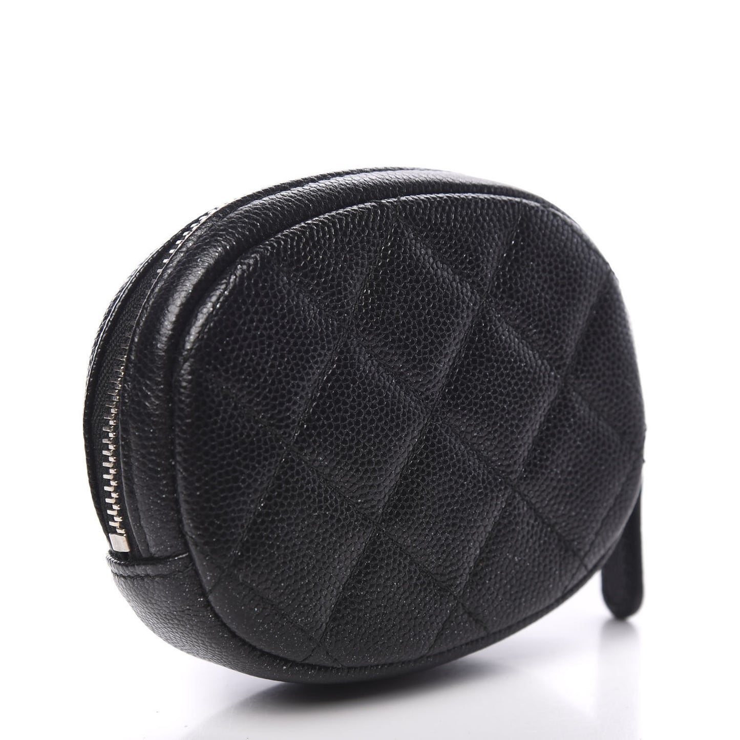 Iridescent Caviar Quilted Zip Around Classic Coin Purse Black