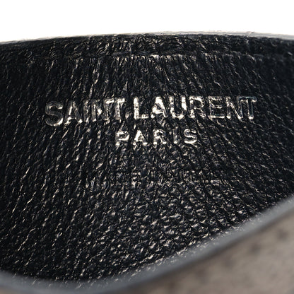 Saint Laurent Metallic Grain De Poudre Matelasse Chevron Monogram Credit Card Case Argento 6 of 10