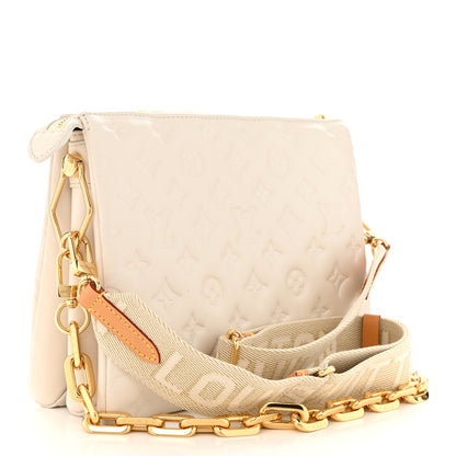 Louis Vuitton Lambskin Embossed Monogram Coussin PM Beige Cream 3 of 10