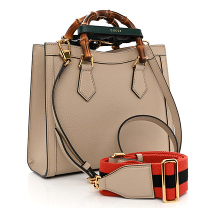 Gucci Textured Dollar Calfskin Web Small Diana Tote Bag Oatmeal Vintage Green 3 of 9