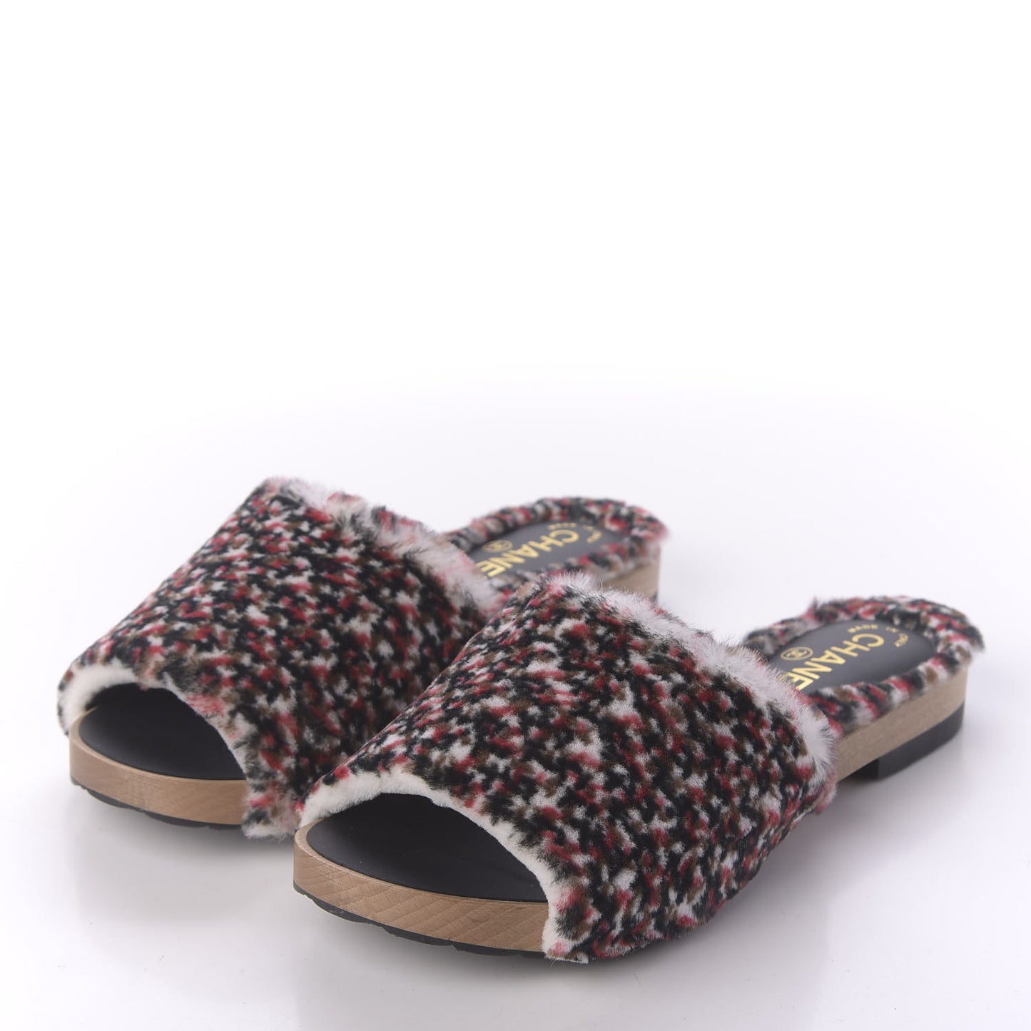 Orylag Lambskin Flat Mules 39 Red Black White