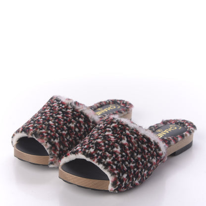 Chanel Orylag Lambskin Flat Mules 39 Red Black White 3 of 9