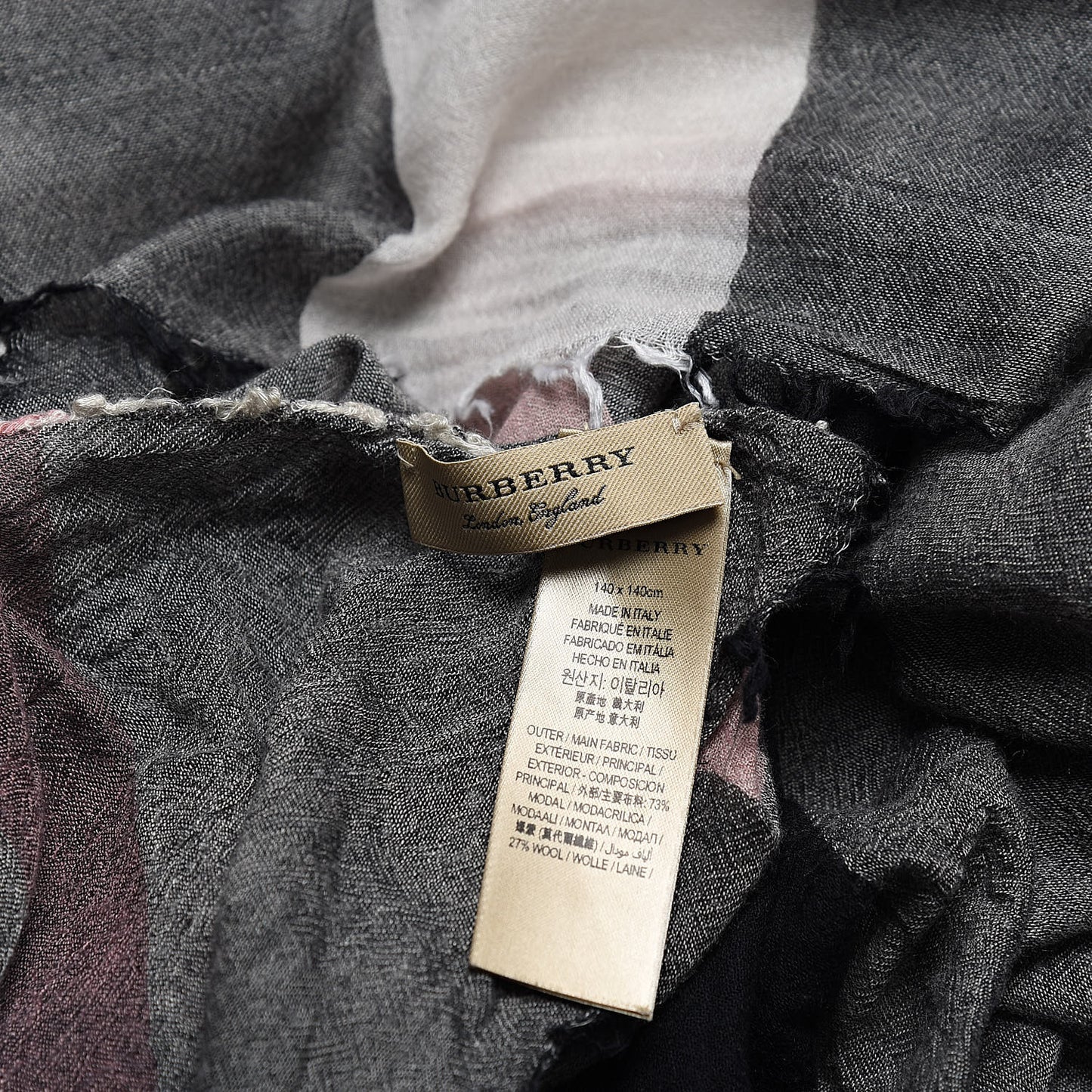 Modal Wool Giant Check Scarf Dark Trench