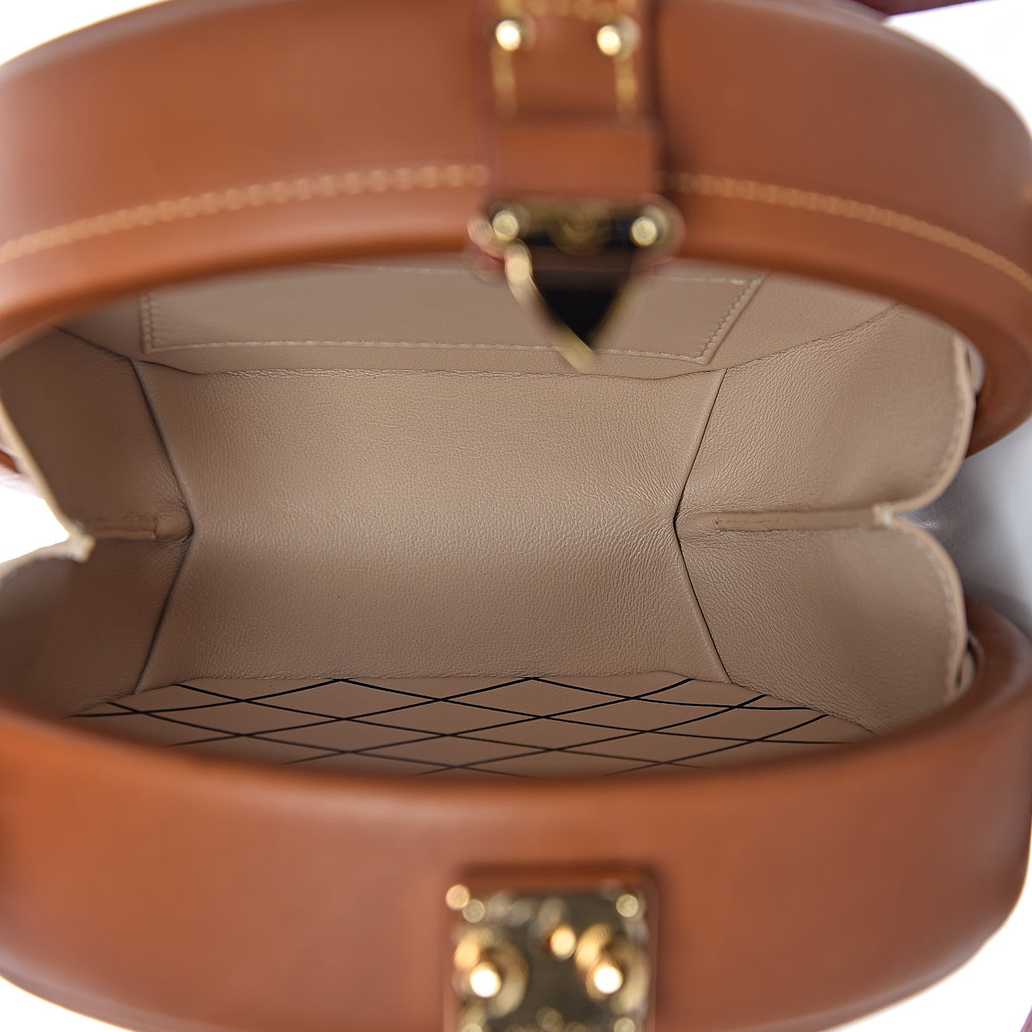 Louis Vuitton Calfskin Catogram Petite Boite Chapeau Tan 5 of 11