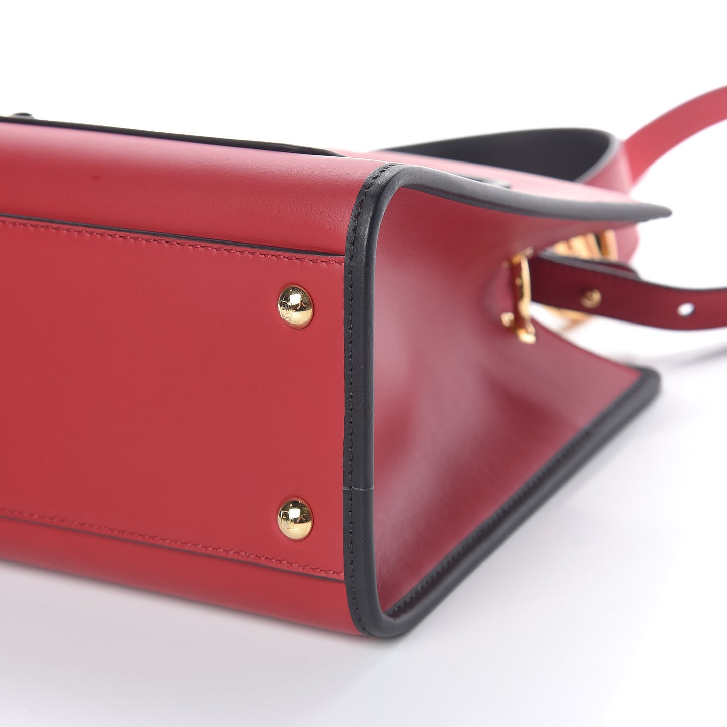 Vitello Century Opaco F is Fendi Bi-Color Small Runaway Satchel Fragola Black