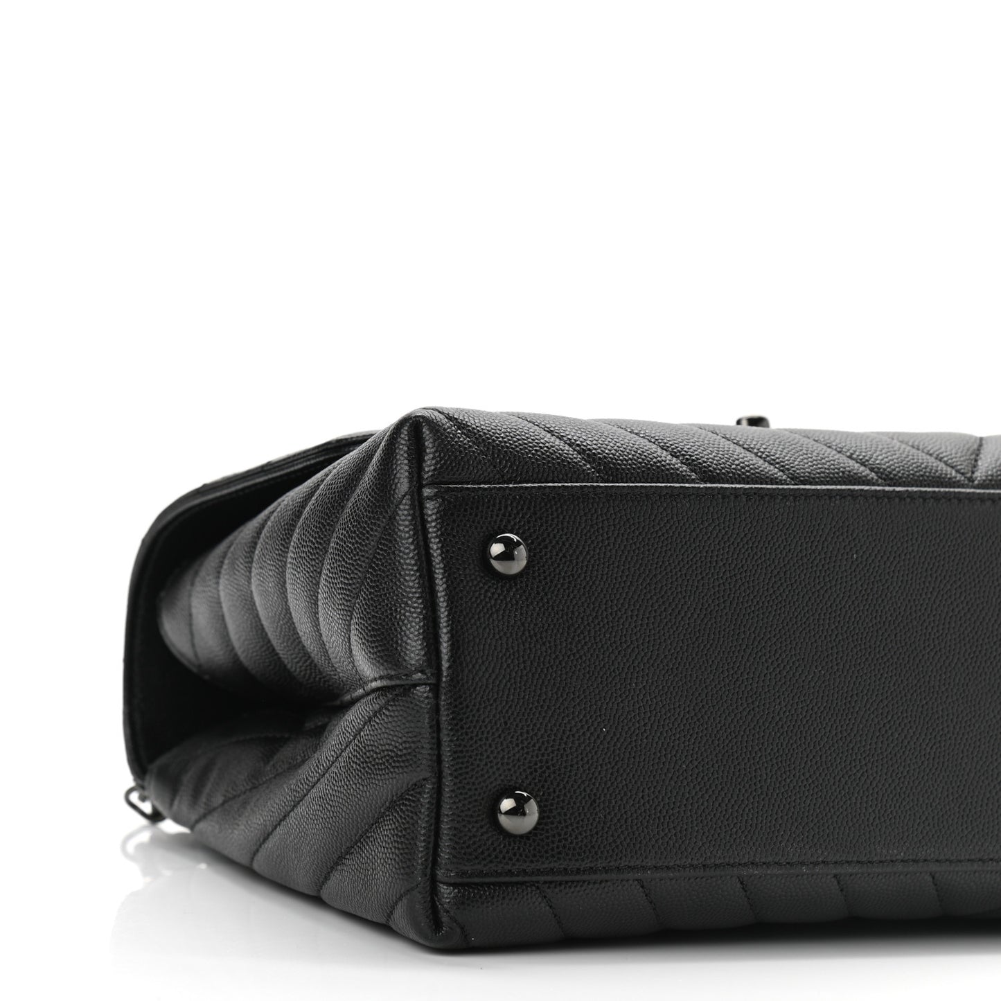 Caviar Chevron Quilted Small Coco Handle Flap So Black
