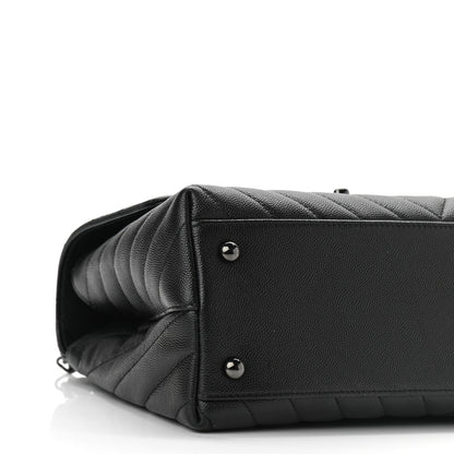 Chanel Caviar Chevron Quilted Small Coco Handle Flap So Black 9 of 10