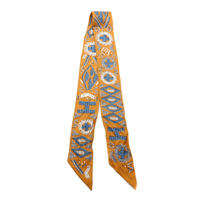 Hermes Silk Kelly En Perles Twilly Miel Bleu Jean Cream 2 of 4