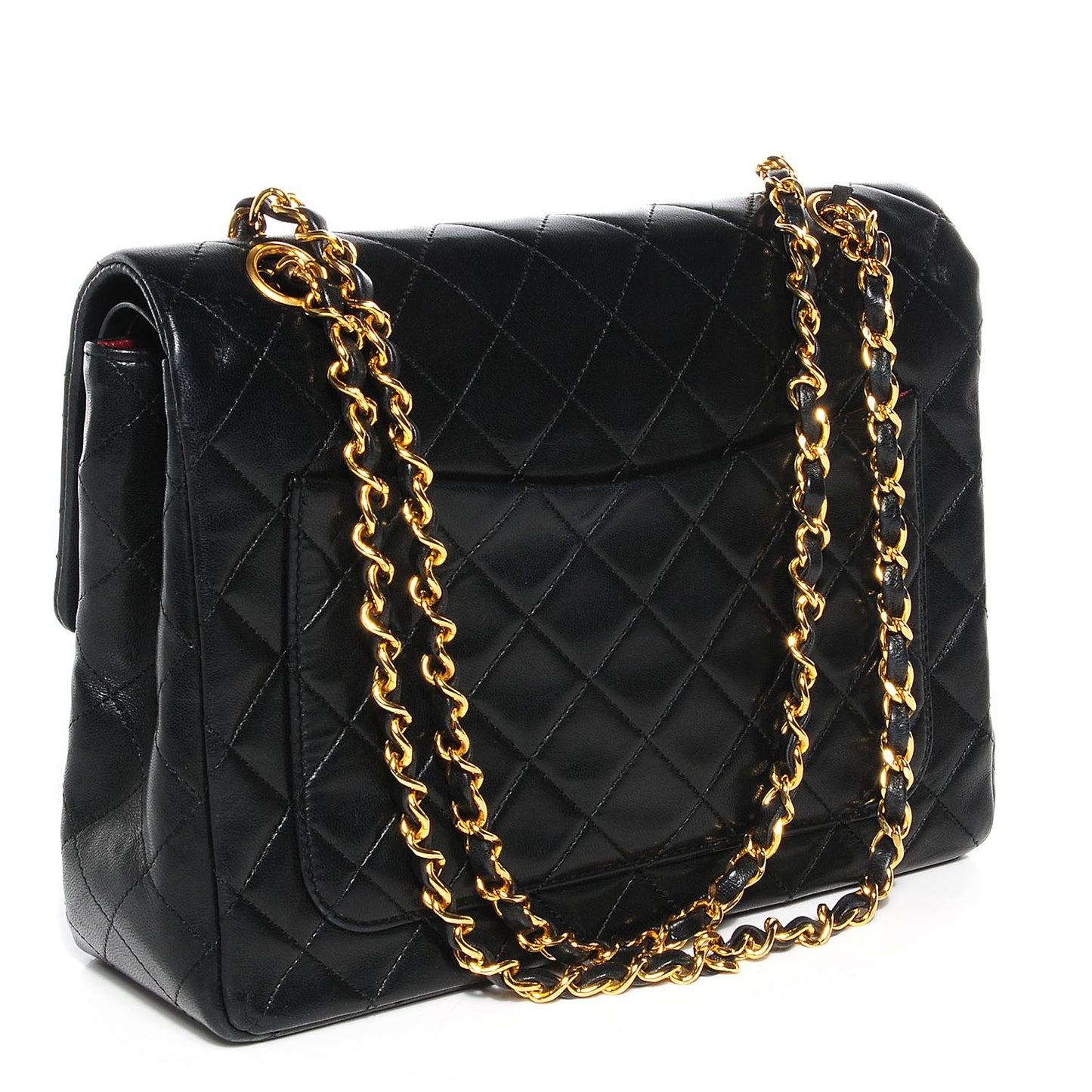 Lambskin Medium Double Flap Black