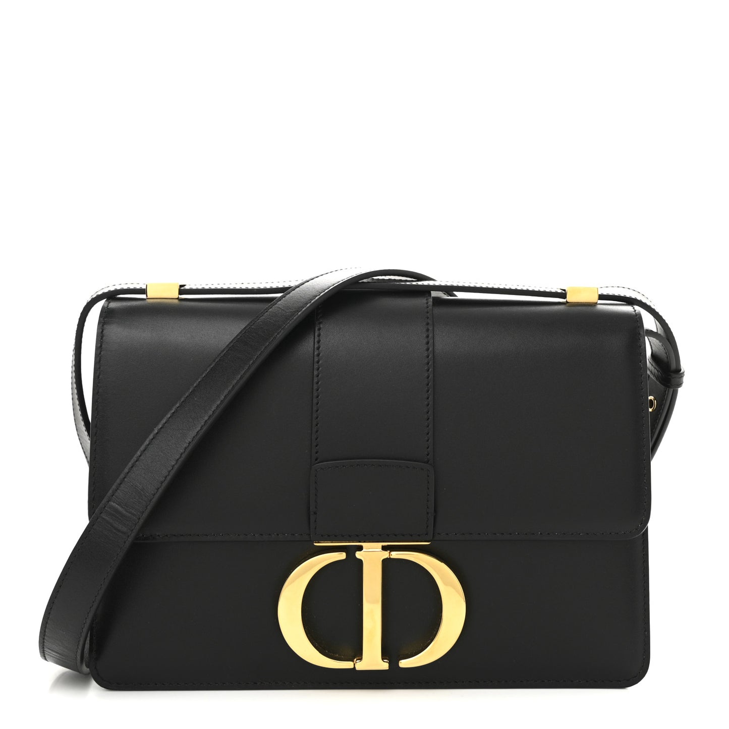 Box Calfskin 30 Montaigne Flap Bag Black