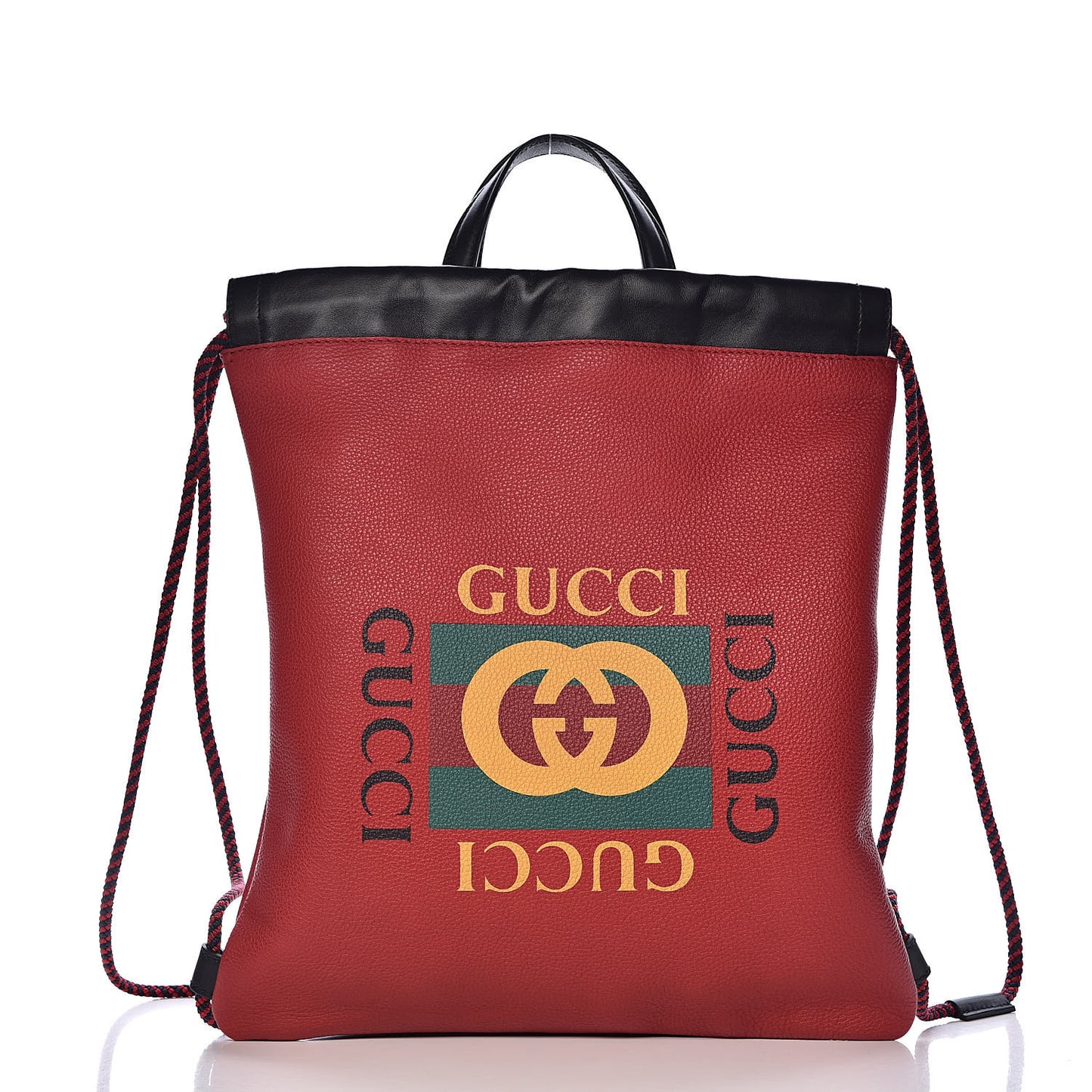 Calfskin Mens Logo Drawstring Backpack Red