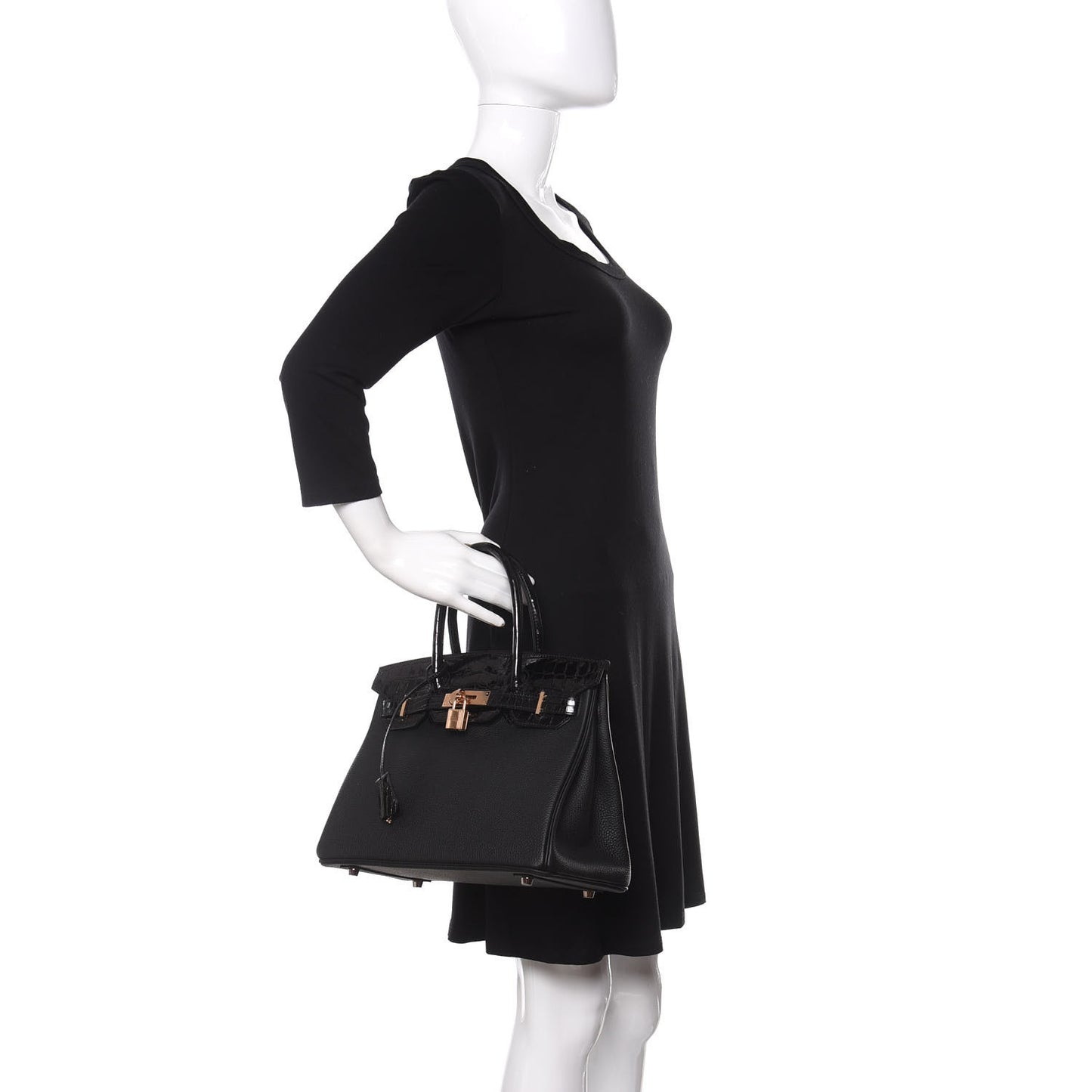 Taurillon Novillo Shiny Niloticus Crocodile Birkin Touch 30 Black