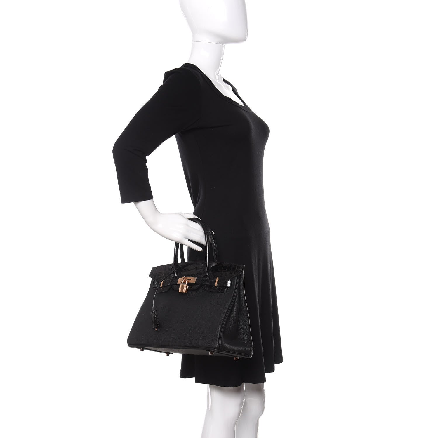 Hermes Taurillon Novillo Shiny Niloticus Crocodile Birkin Touch 30 Black 2 of 32