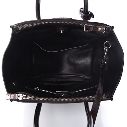 Prada Glace Calfskin Small Twin Pocket Tote Moro 6 of 10